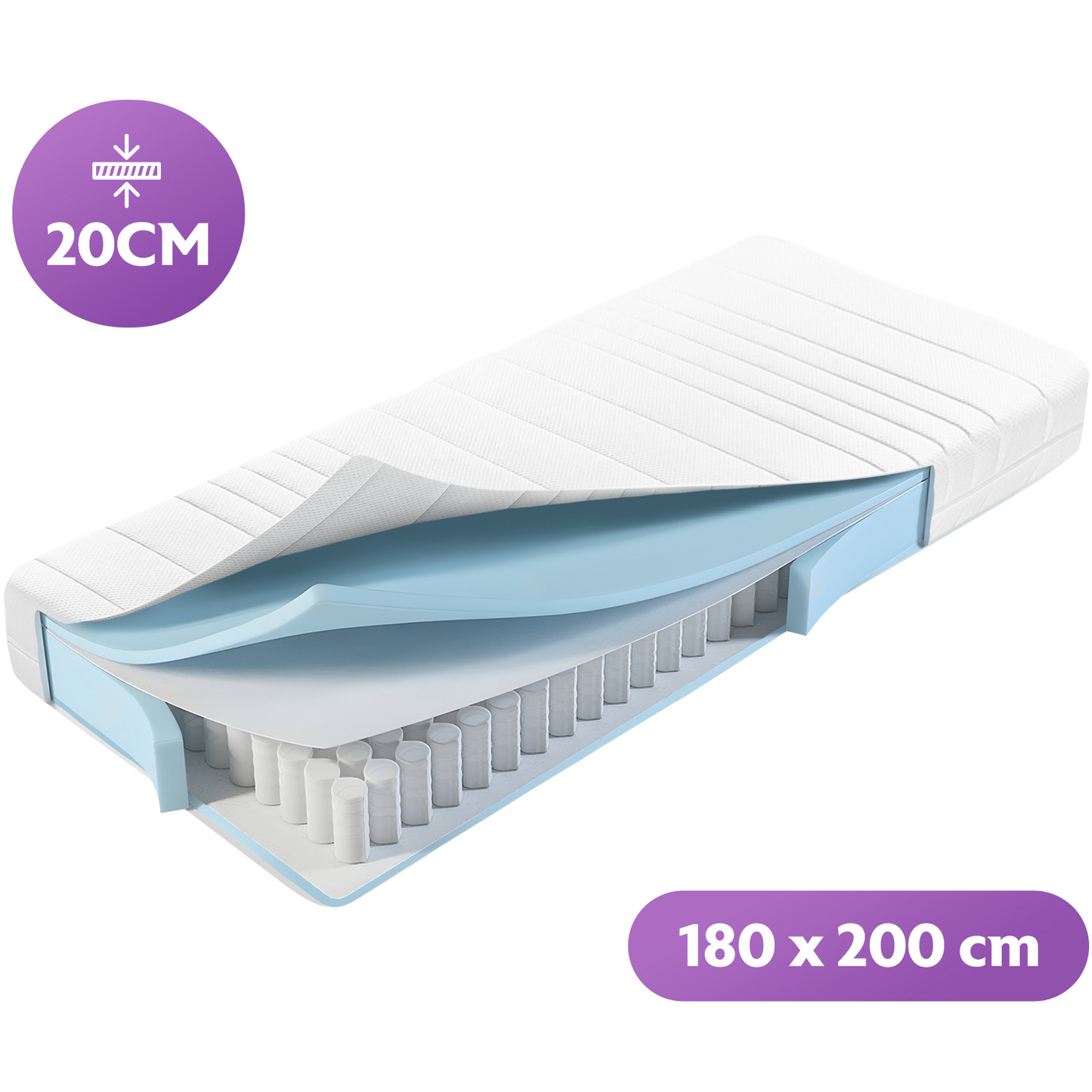 Densi Matras - Pocketvering - 20cm dik - 7 zones - Koudschuim - Afritsbare hoes - Premium hotelkwaliteit