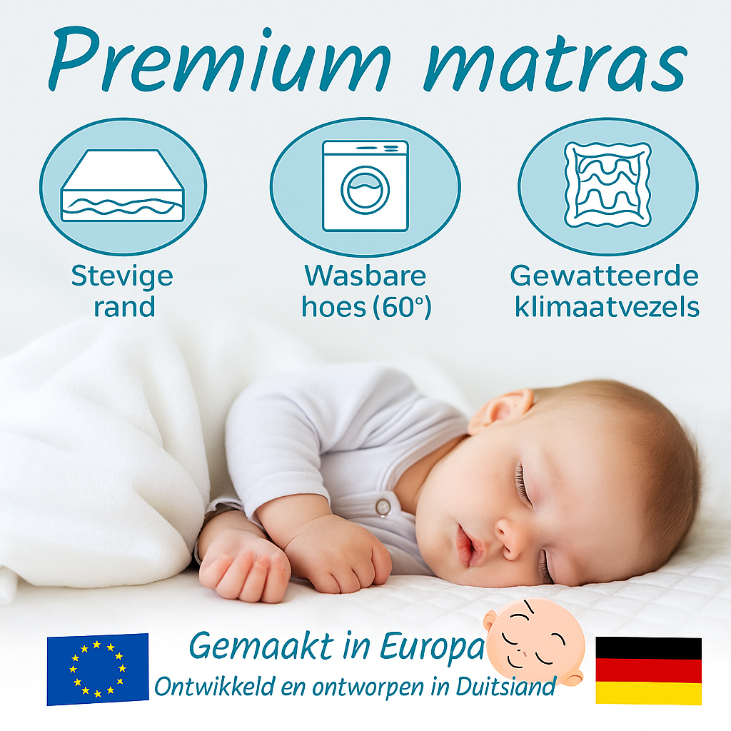 Densi Baby Matras - NubiBaby Air - 60x120 cm - 10 cm dik - Comfortschuim met Trapvaste Randen– Oeko-Tex – Ademend & Wasbare Hoes – Ergonomisch