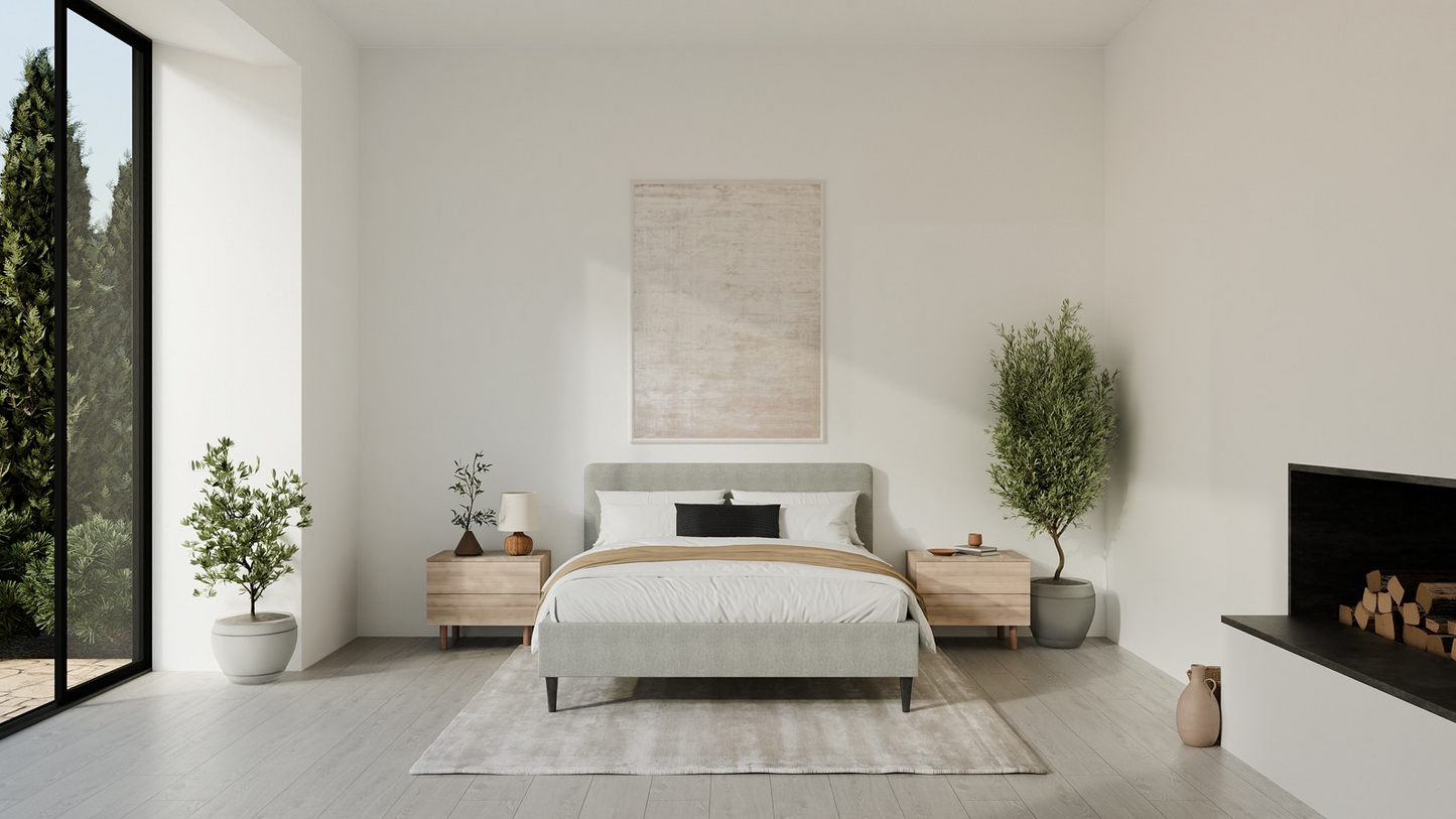 Luxe Gestoffeerd Ledikant Valencia Beige – Tijdloos Design en Ultiem Comfort