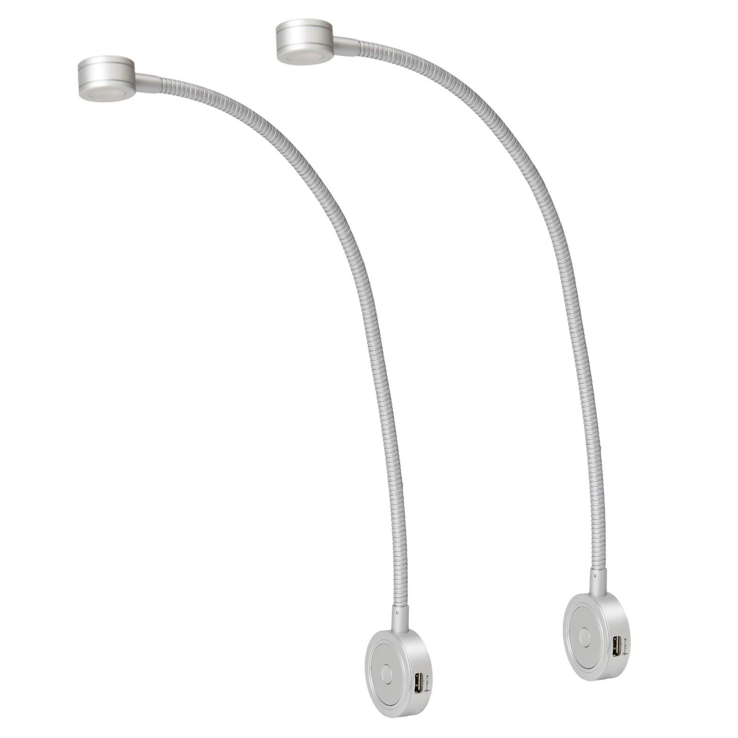 Bed Leeslampjes met Dimfunctie zilver en USB aansluiting