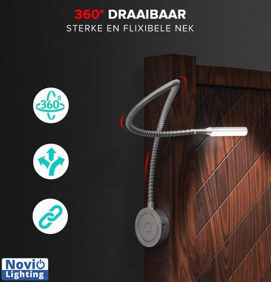 Bed Leeslampjes met Dimfunctie zilver en USB aansluiting