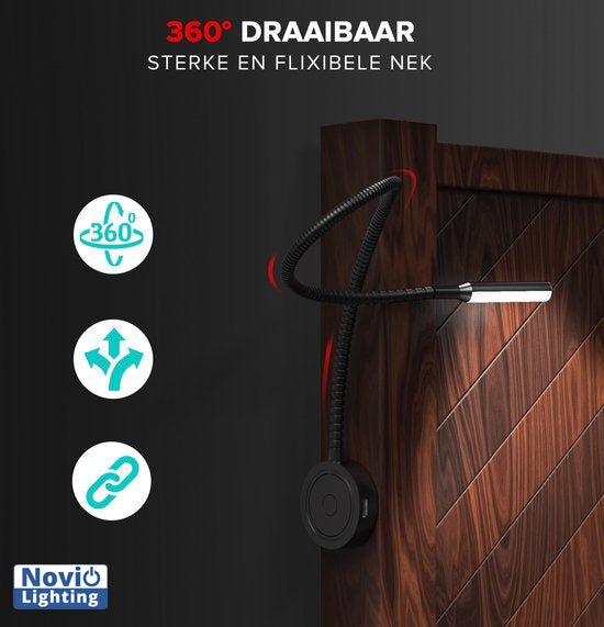 Bed Leeslampjes met Dimfunctie zwart en USB aansluiting