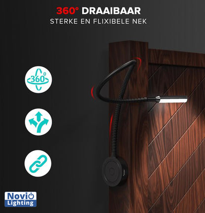 Bed Leeslampjes met Dimfunctie zwart en USB aansluiting