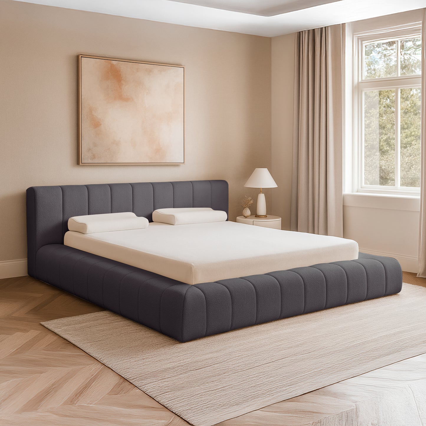 Novio Dreamer Teddy Amour – Japandi Design Bed met Luxe Matras Antraciet