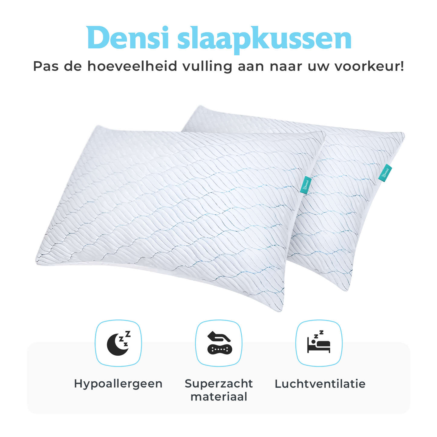 Densi Hoofdkussen - Traagschuim vulling - Hoofdkussen Nekklachten - ontspannend Lavendel - Geschikt voor rug-, zij- en buikslapers - Winter & Zomerkant - Inclusief Extra 150g Schuim