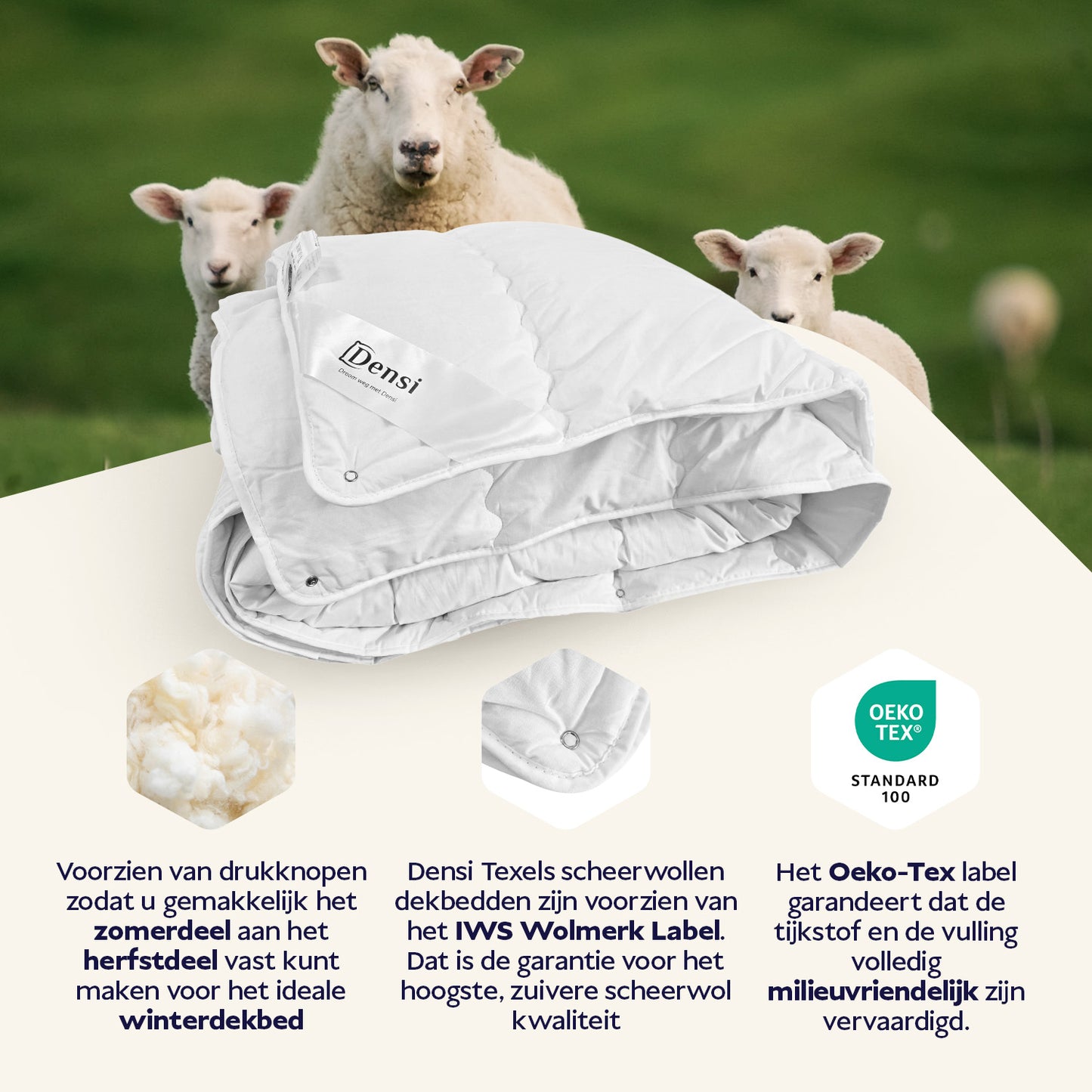 Densi Texels Scheer Wollen 4-Seizoenen dekbed