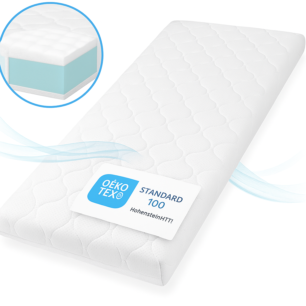 Densi Baby Matras - NubiBaby Air - 60x120 cm - 10 cm dik - Comfortschuim met Trapvaste Randen– Oeko-Tex – Ademend & Wasbare Hoes – Ergonomisch