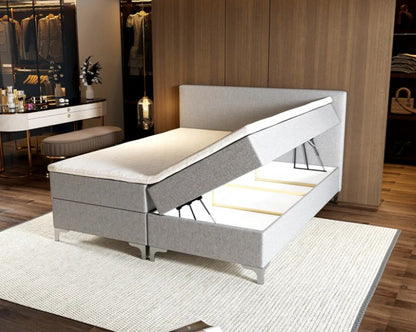 Novio Boxspring Tavira met opbergruimte zilvergrijs