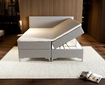 Novio Boxspring Tavira met opbergruimte zilvergrijs