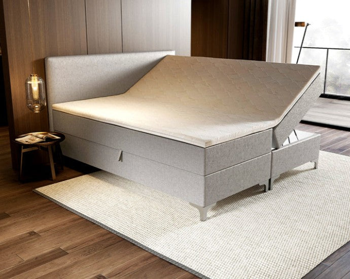 Novio Boxspring Tavira met opbergruimte zilvergrijs