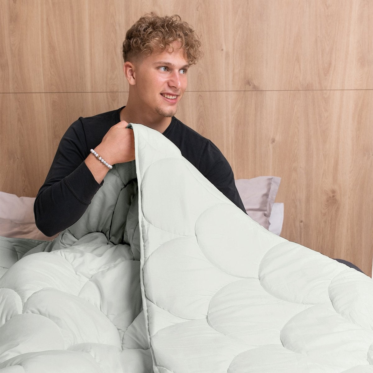 Eazzzy - All year dekbed enkel - Dekbed zonder overtrek -  Mintgroen