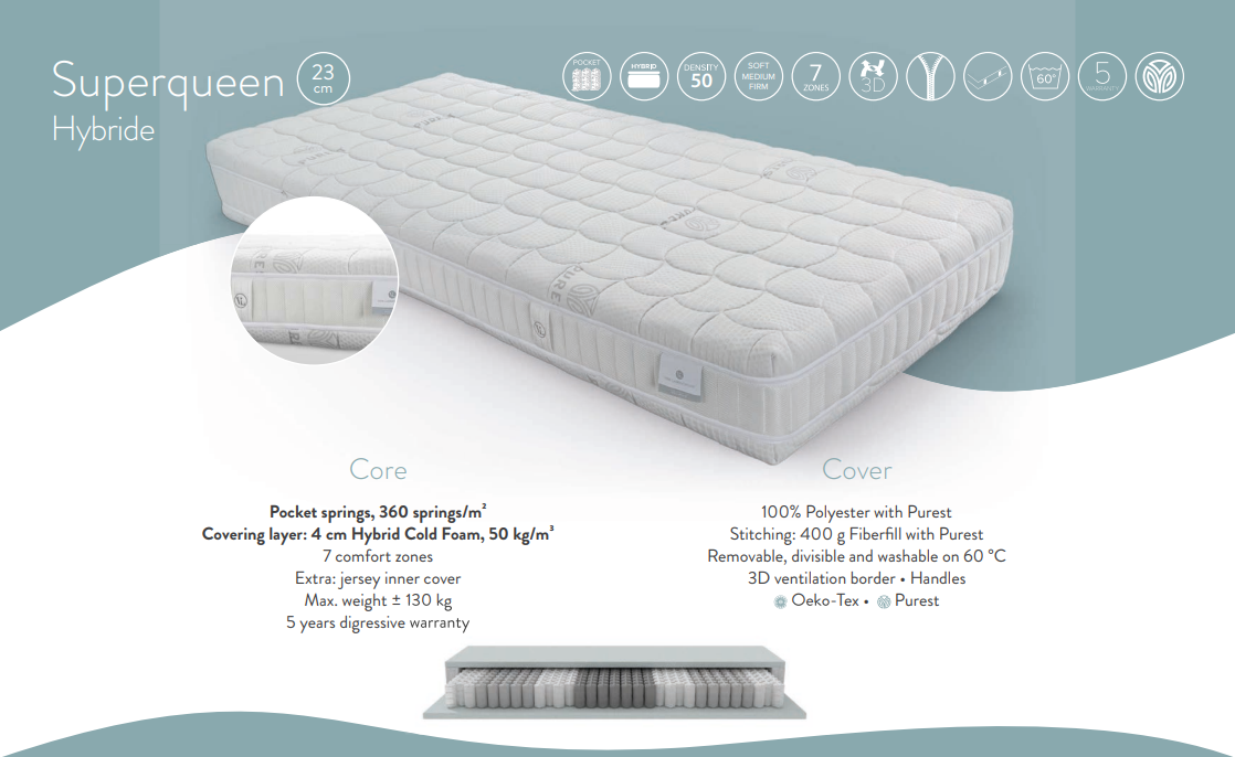 van Landschoot Superqueen Hybride pocketveer matras