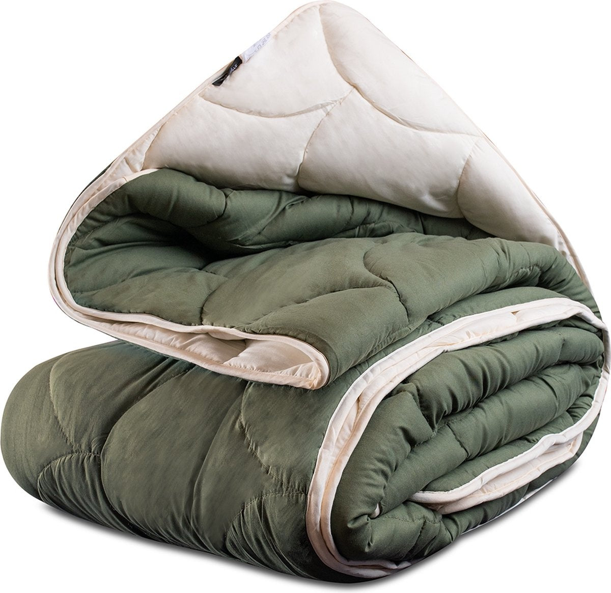 Eazzzy - All year dekbed enkel - Dekbed zonder overtrek -  Creme/Groen