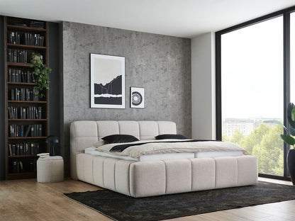 Luxe Gestoffeerd Ledikant Barcelona Beige – Tijdloos Design en Ultiem Comfort