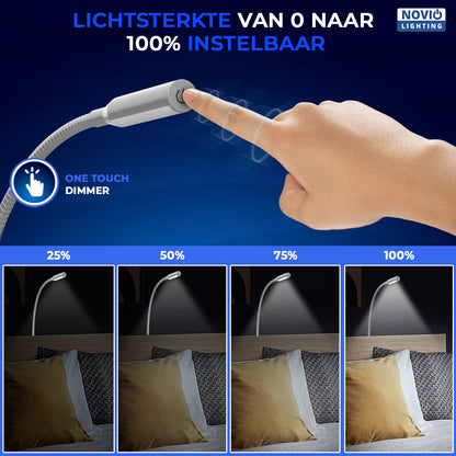 Bed Leeslampjes met Dimfunctie zilver