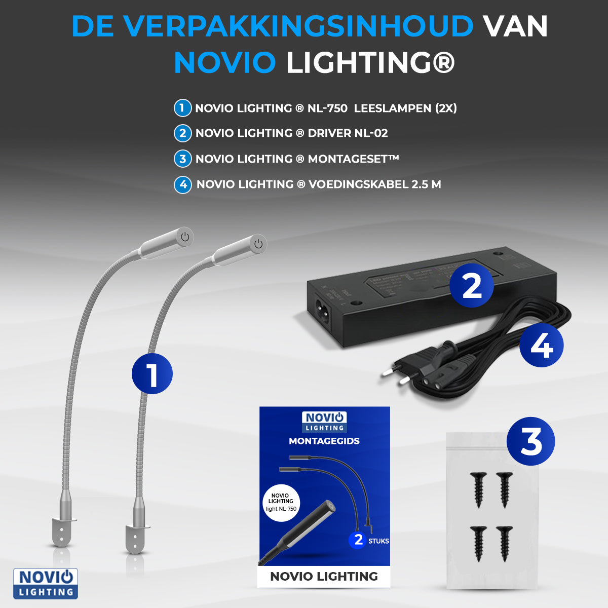 Bed Leeslampjes met Dimfunctie zilver