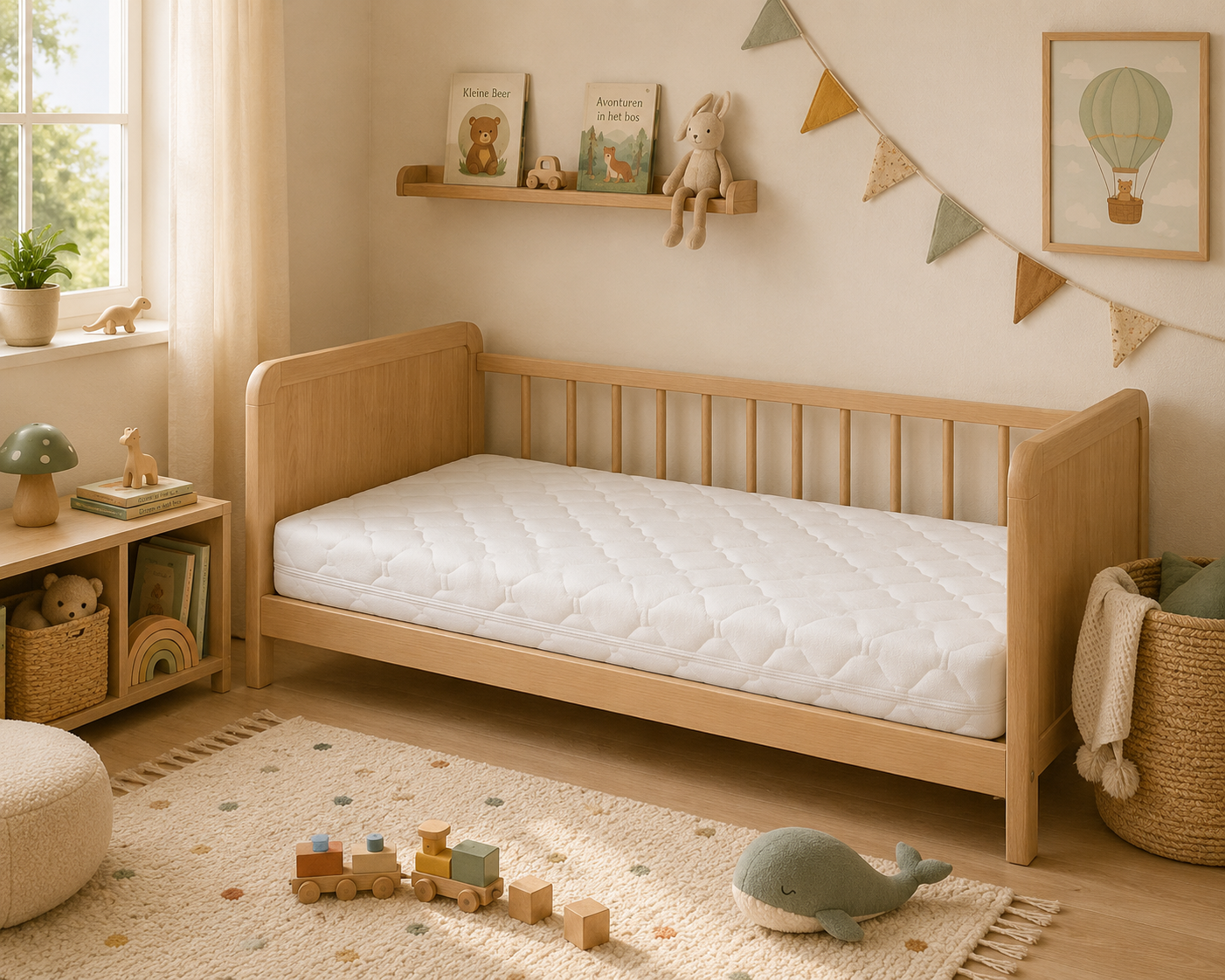 Densi Baby Matras - NubiBaby Air - 60x120 cm - 10 cm dik - Comfortschuim met Trapvaste Randen– Oeko-Tex – Ademend & Wasbare Hoes – Ergonomisch