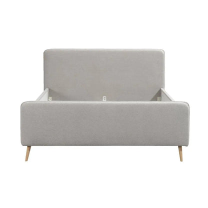 Bed Jill – Lichtgrijs tweepersoonsbed 160x200cm met bouclé bekleding