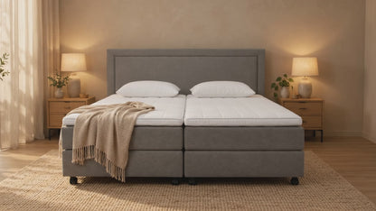 Boxspring Whistler – Verrijdbaar en deelbaar, inclusief matras en topper