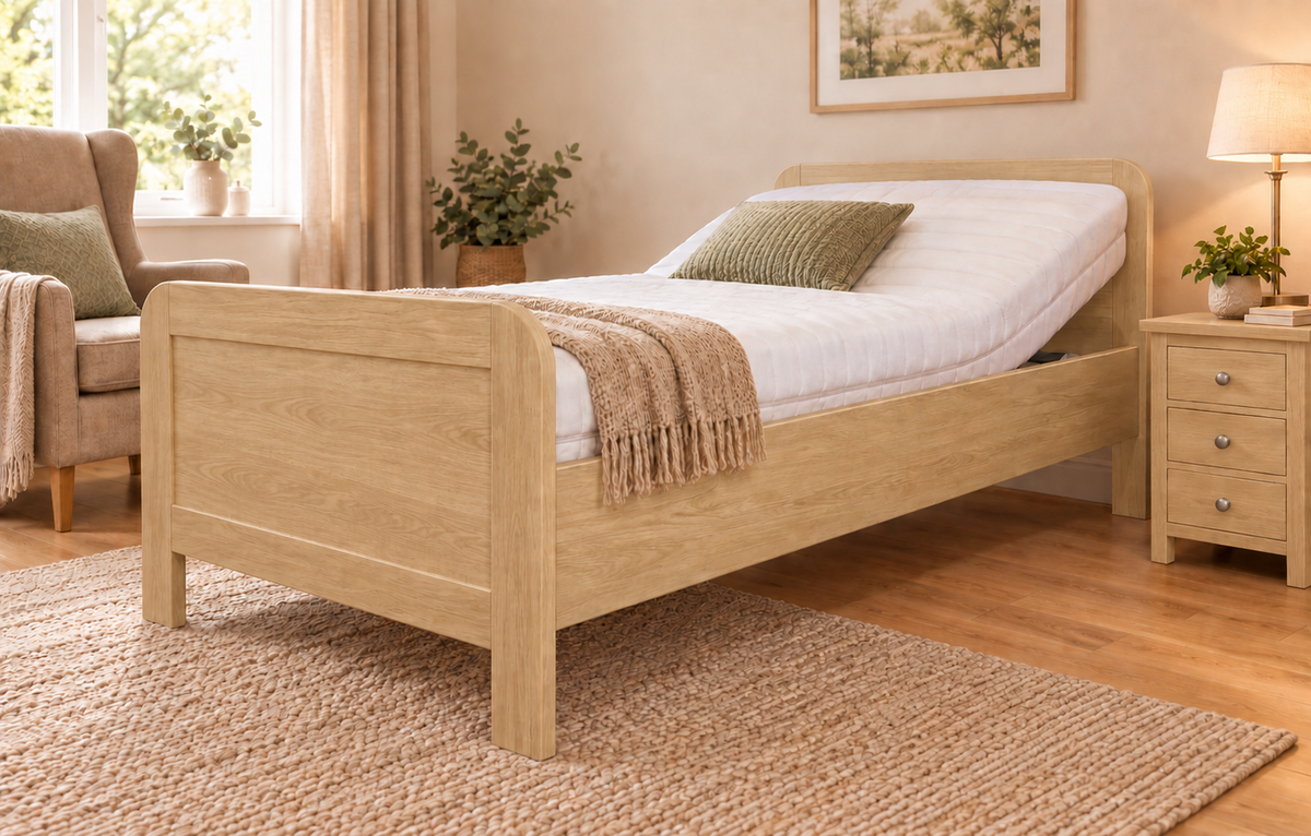 Seniorenledikant 90 × 200 cm – licht eiken