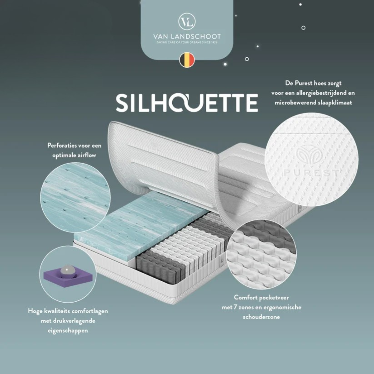 van Landschoot Silhouette Hybride pocketveer matras