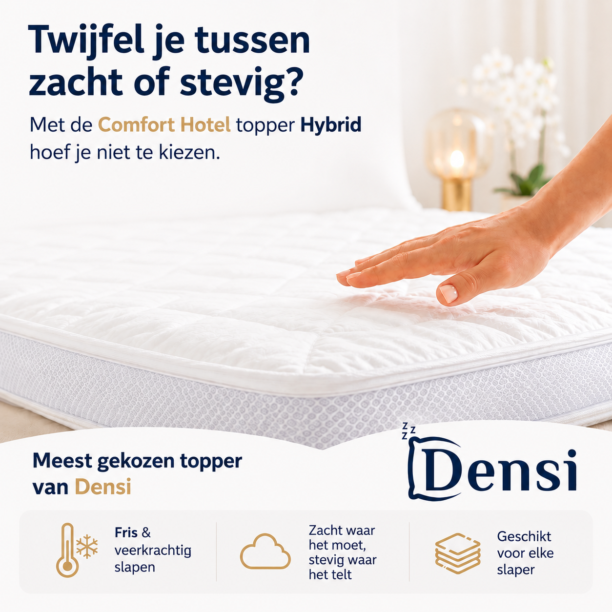 Densi Hybride Topper 12 cm – Koudschuim & Traagschuim – Perfecte Balans