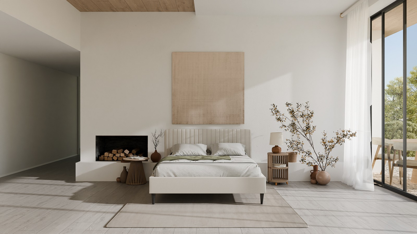 Luxe Gestoffeerd Ledikant Valencia Beige – Tijdloos Design en Ultiem Comfort (kopie)