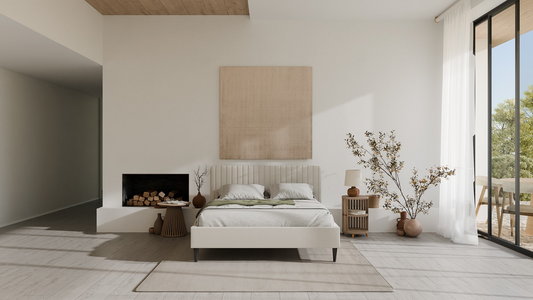 Luxe Gestoffeerd Ledikant Girona Beige – Tijdloos Design en Ultiem Comfort