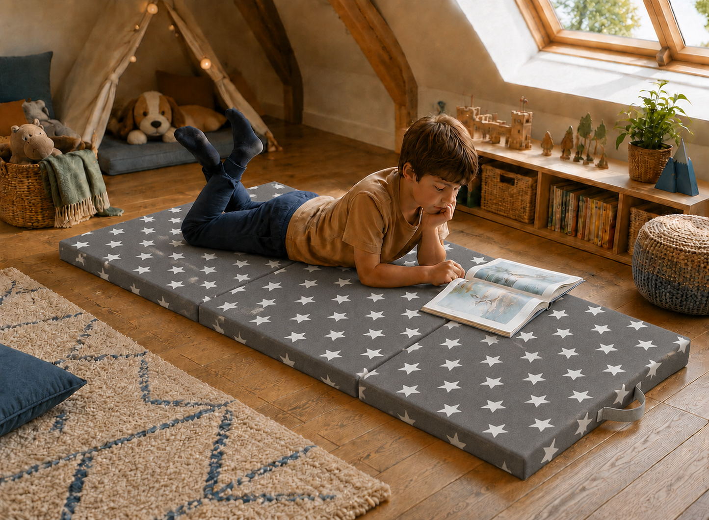 Jilly vouwmatras 190 × 70 × 9 cm – Print - Extra breed logeermatras
