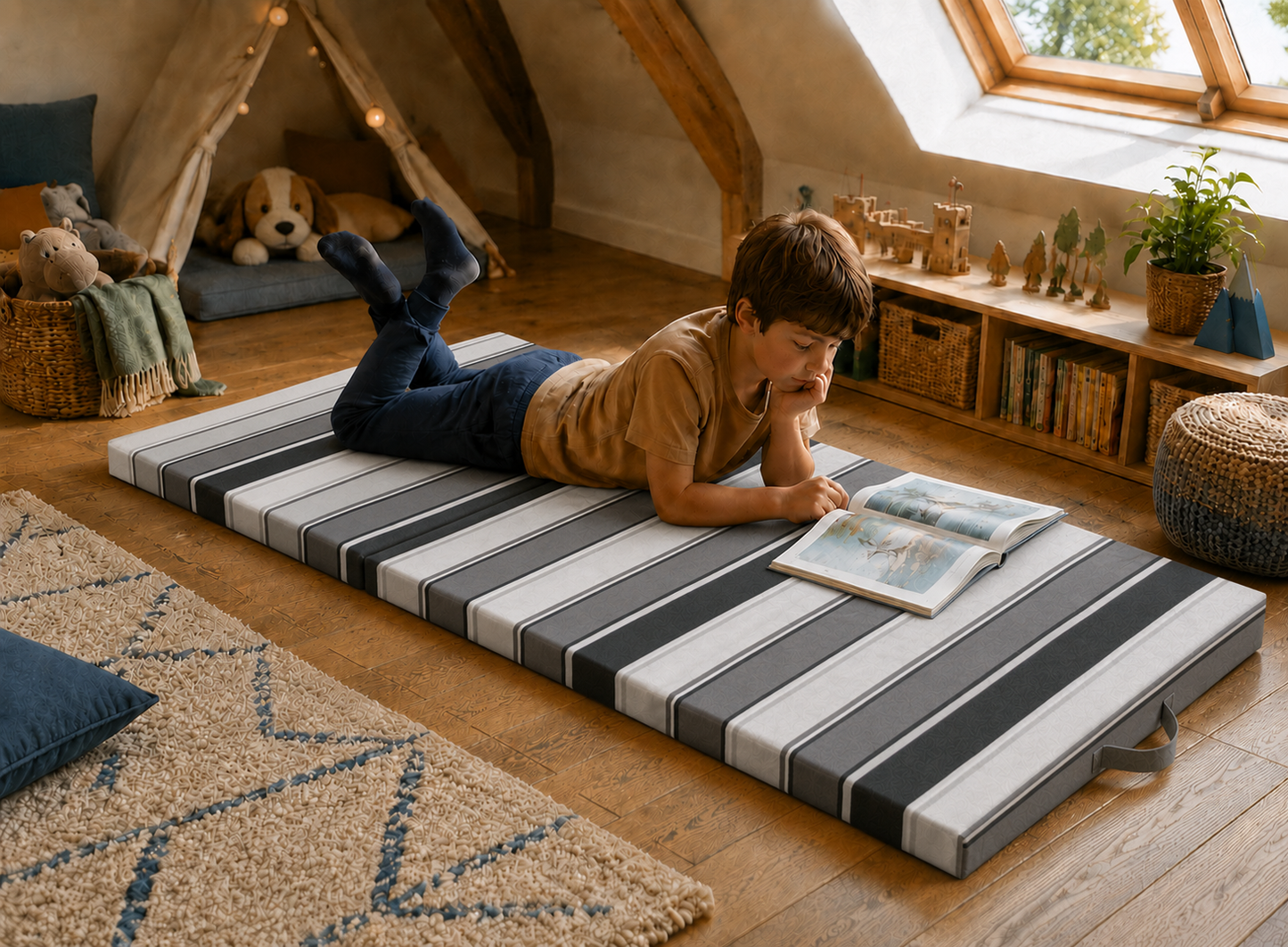 Jilly vouwmatras 190 × 70 × 9 cm – Print - Extra breed logeermatras